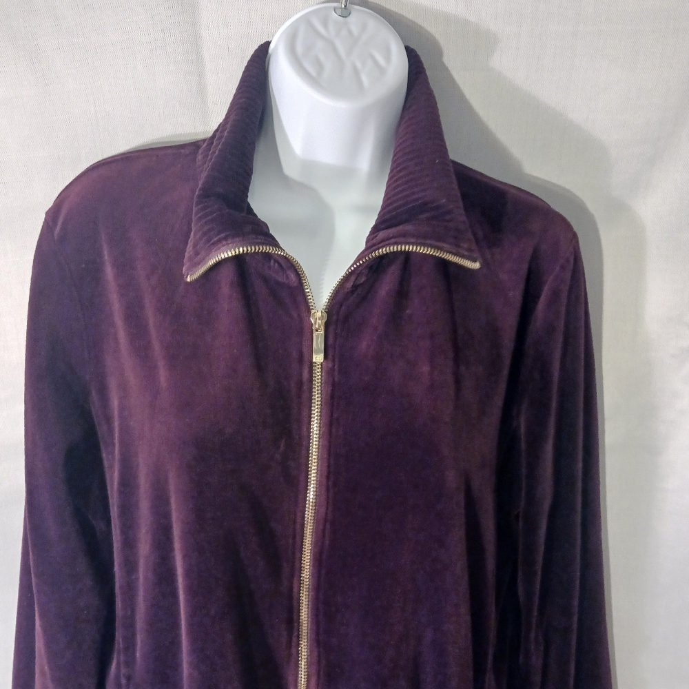 Jones New York Rich Violet Soft Jacket with Gold Zipper/Buttons & Pockets Sz XL - Picture 2 of 14